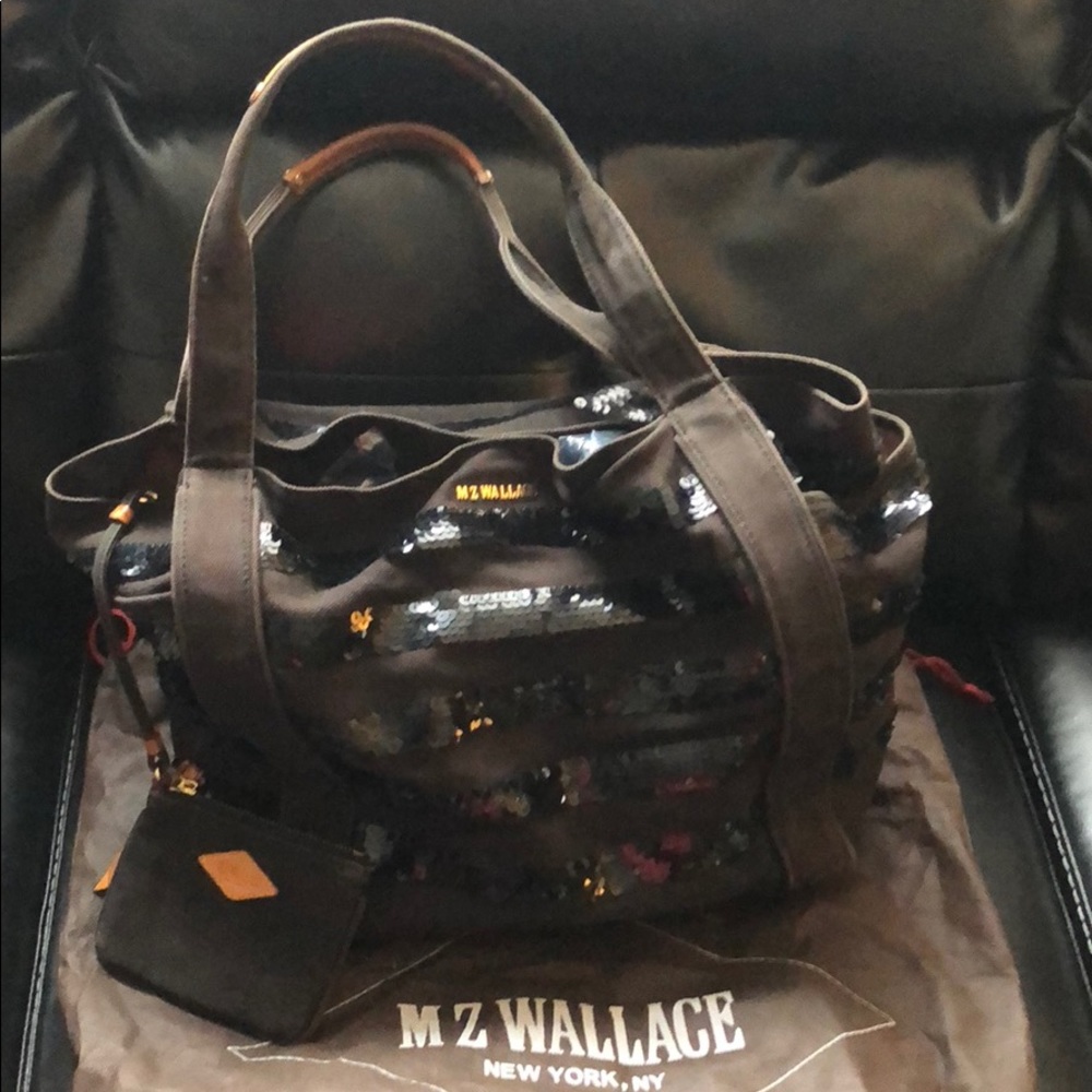 MZ Wallace Black Canvas Sequin Bag